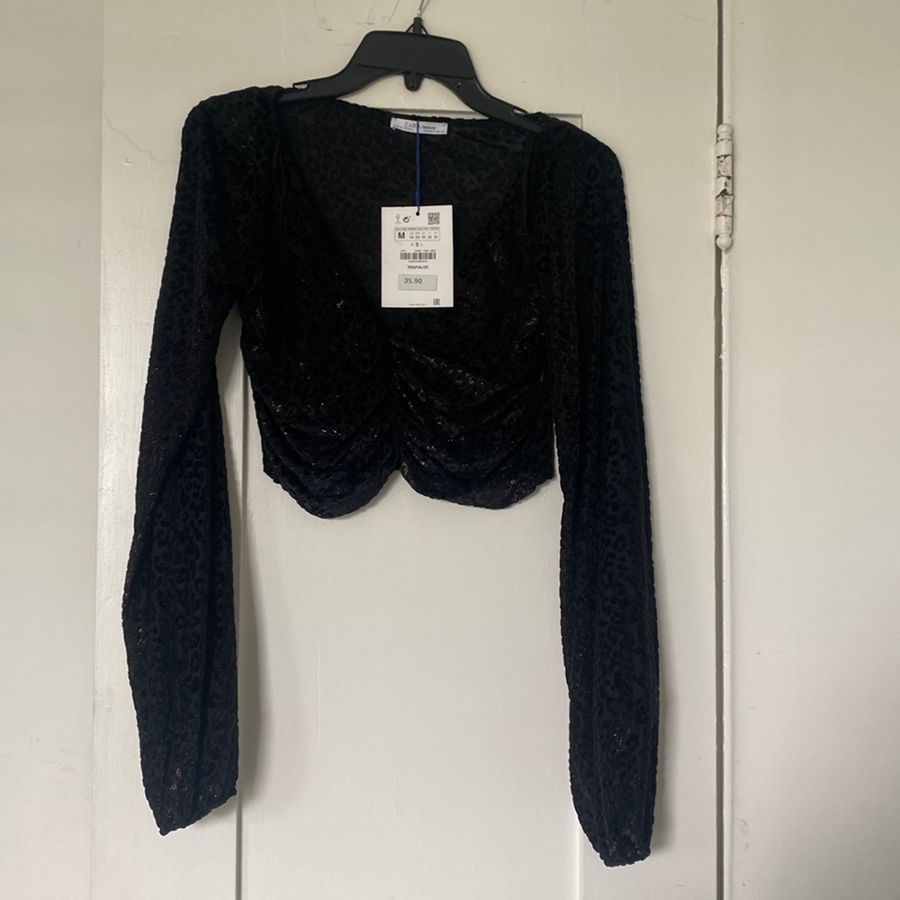 zara top with cheetah detail